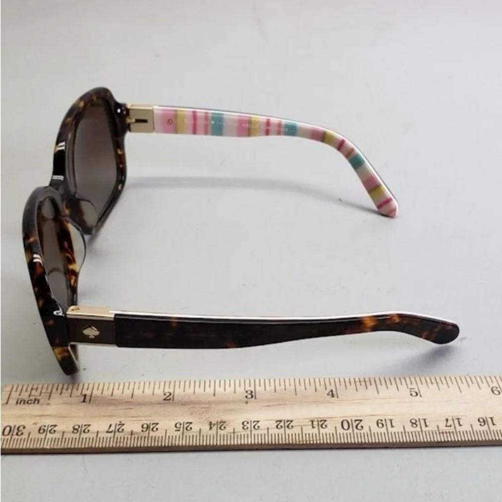 Kate Spade Sunglasses w/ Case Striped/ Dark Brown Tortoise Shell Frame